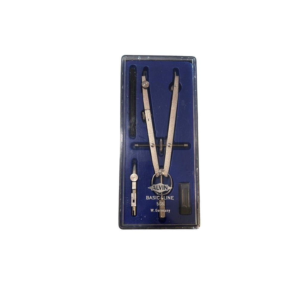 Alvin Basic-Line 505 Drafting Compass Set Vintage W Germany Engineering Tool Kit